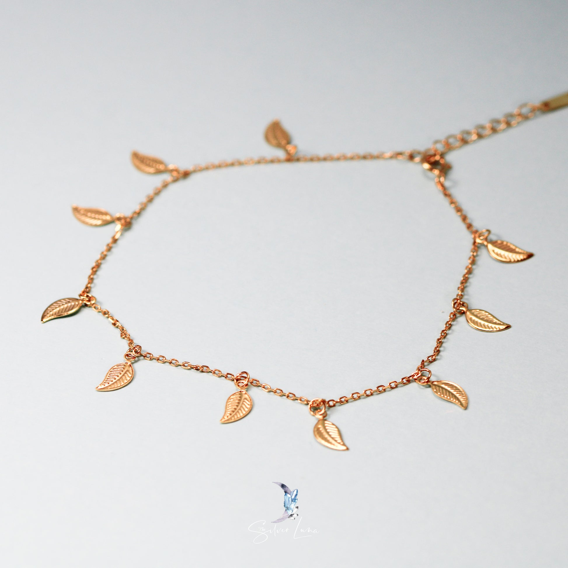 gold leaf charms ankle bracelet