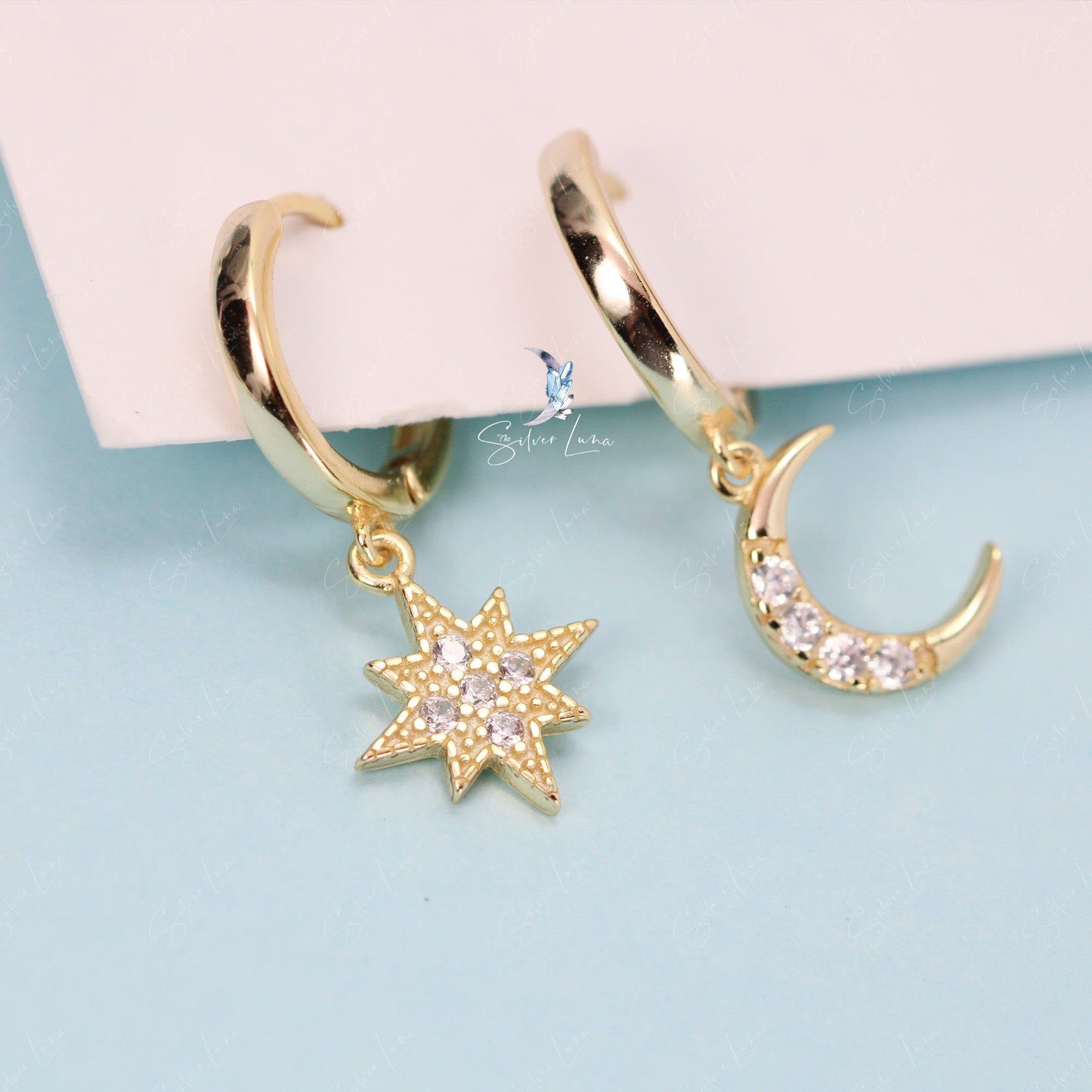 moon and star hoop earrings