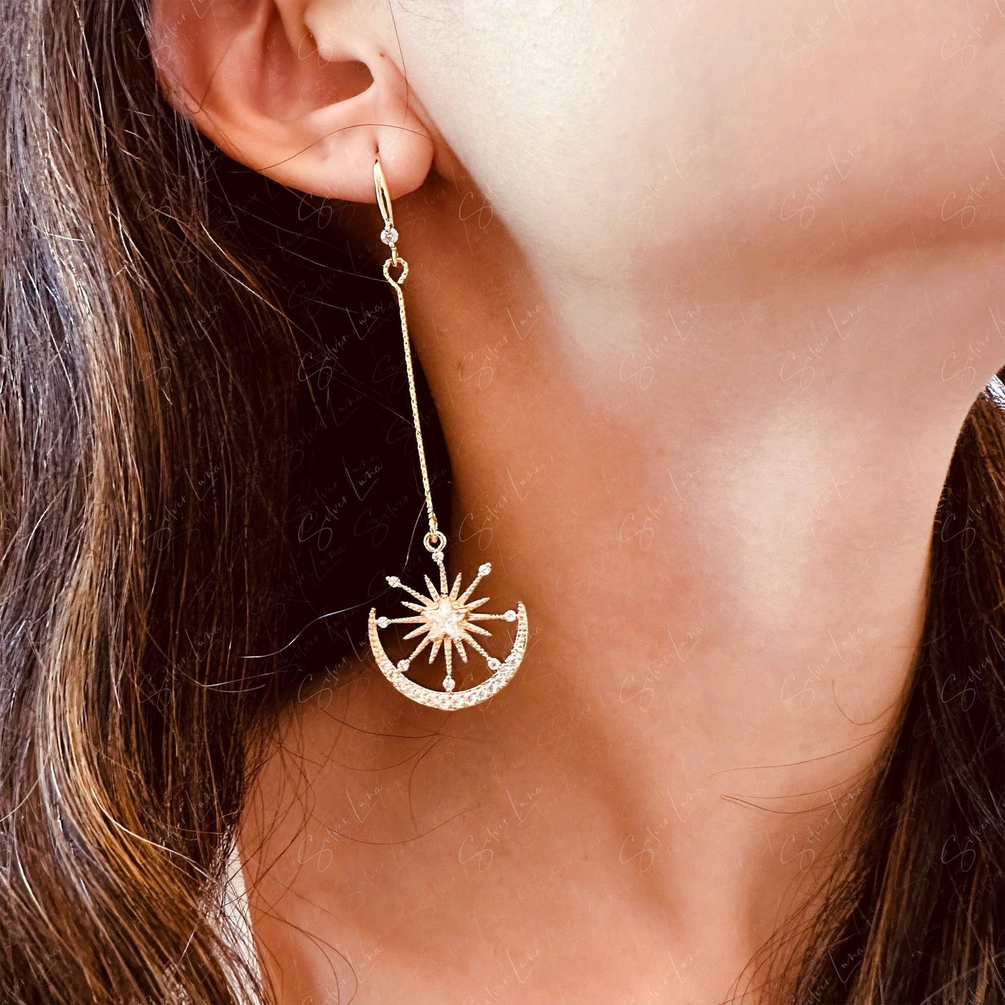 star anchor dangle drop earrings