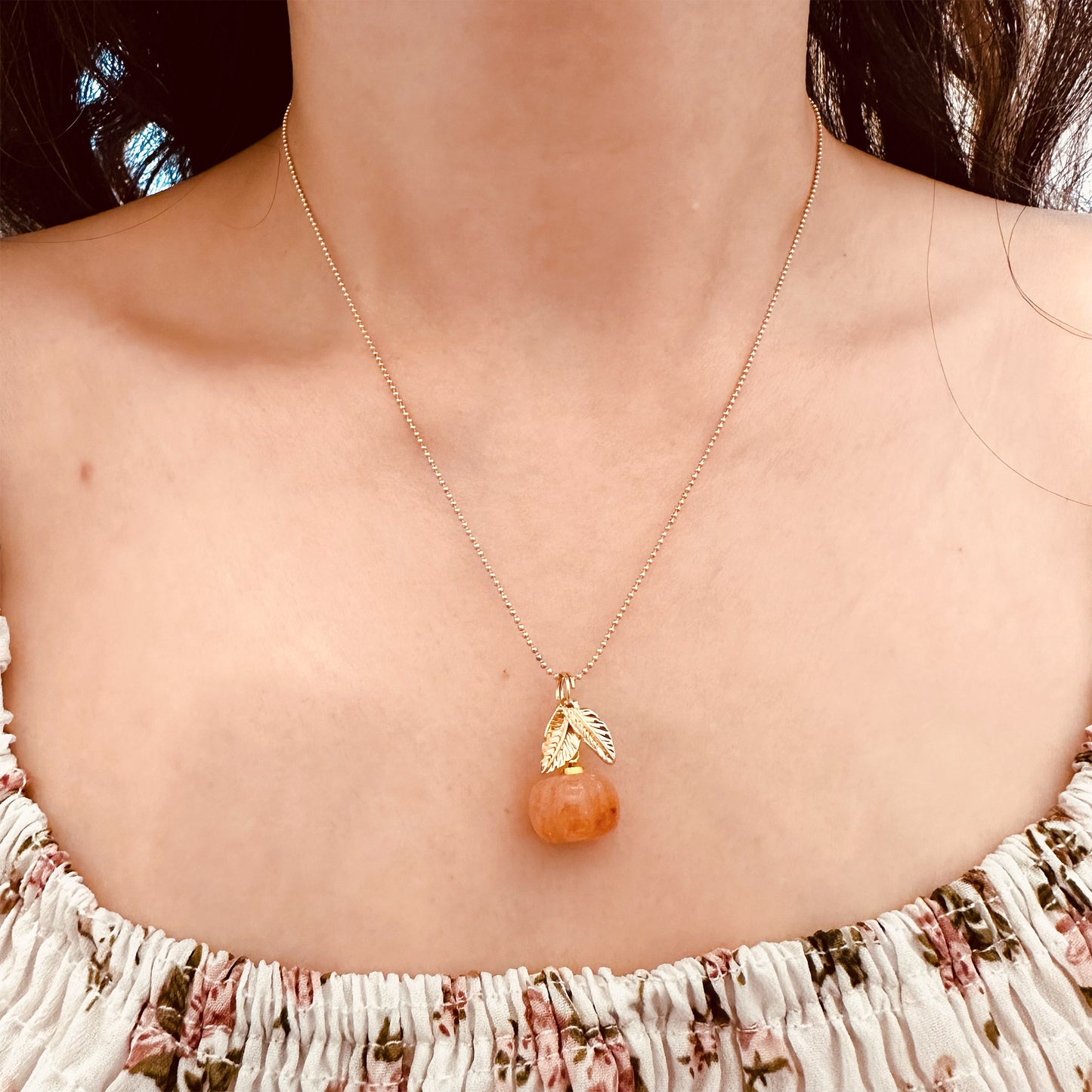 gold plated pumpkin pendant necklace