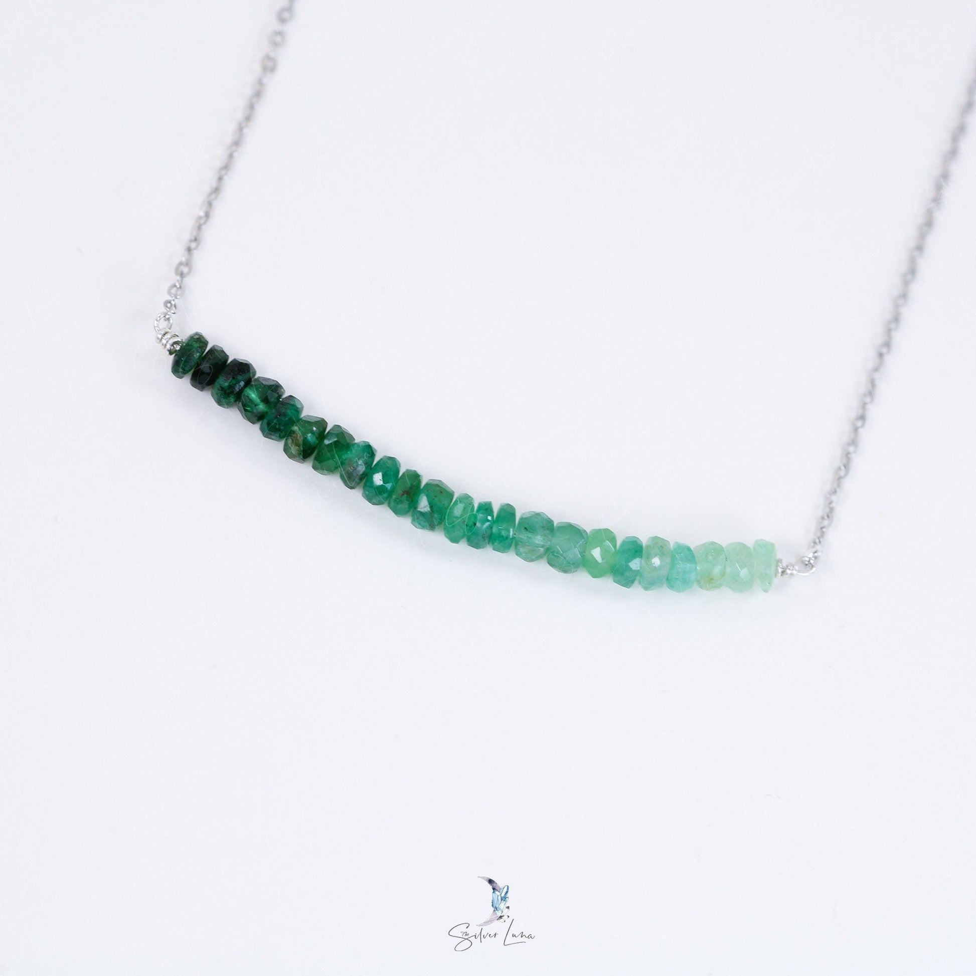 emerald gemstone row necklace