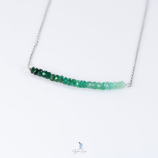 emerald gemstone row pendant necklace