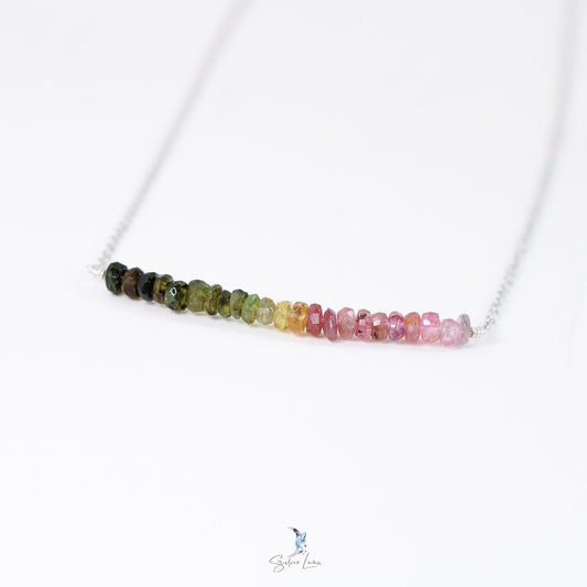 rainbow tourmaline gemstone row necklace
