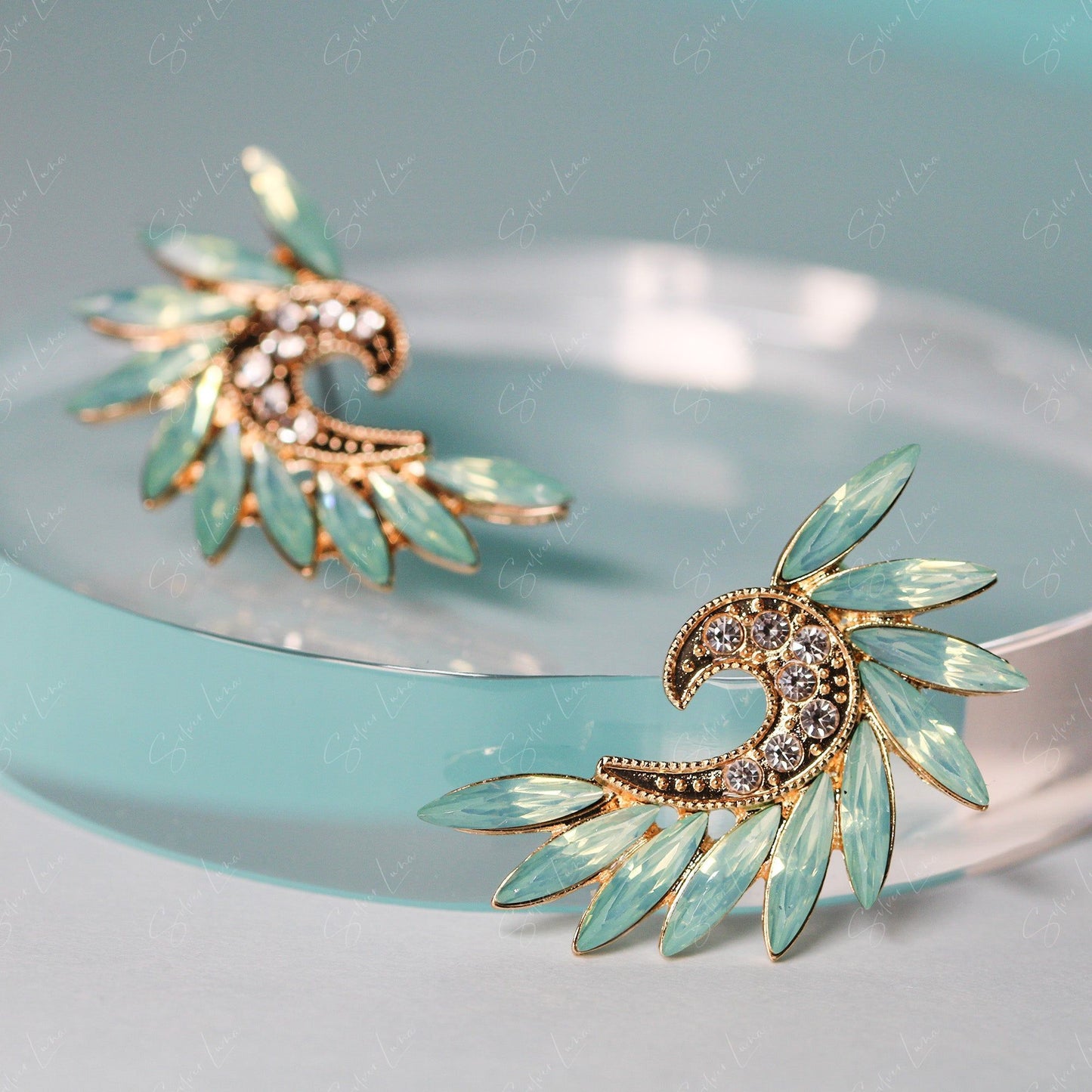 Crystal peacock stud earrings