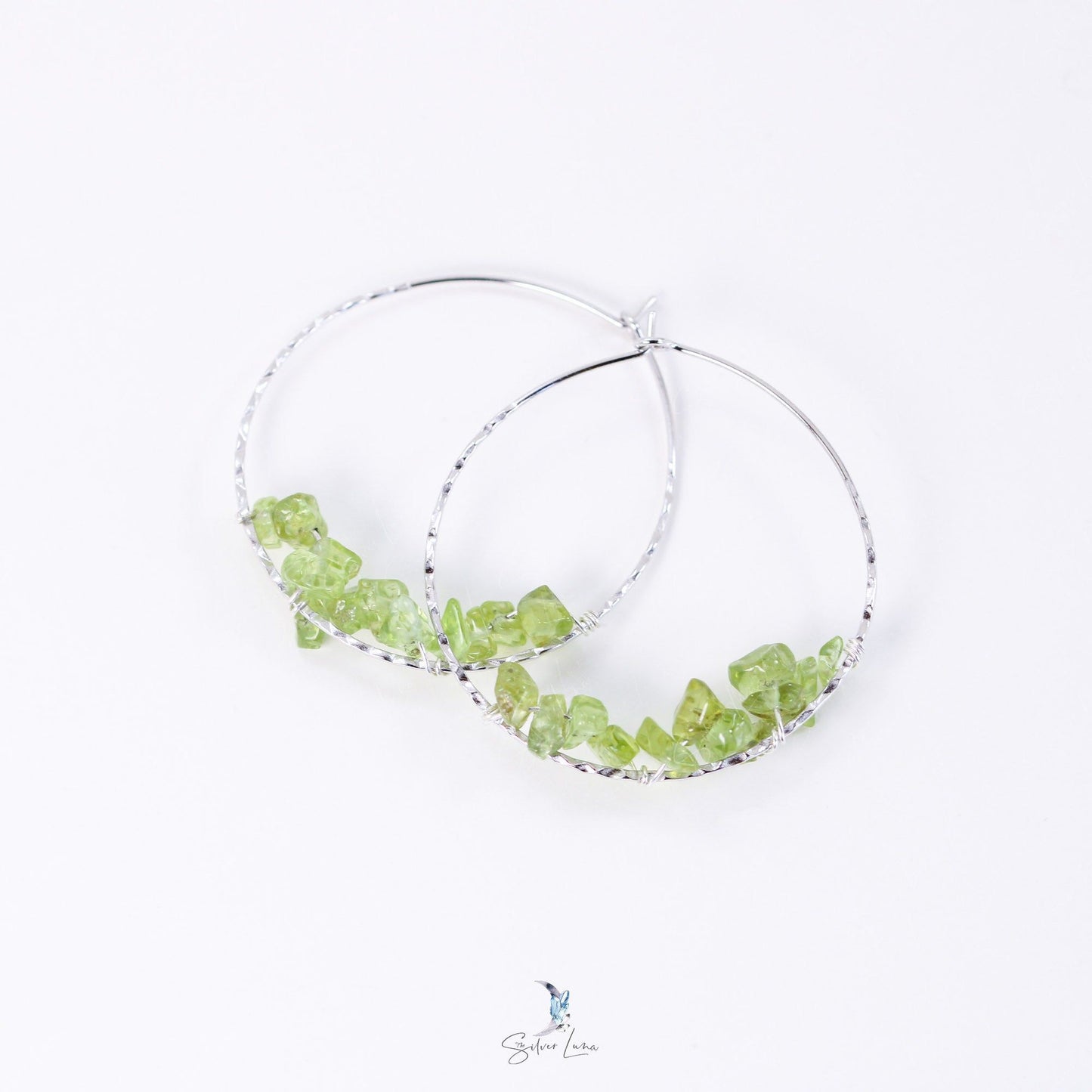 green peridot hoop earrings