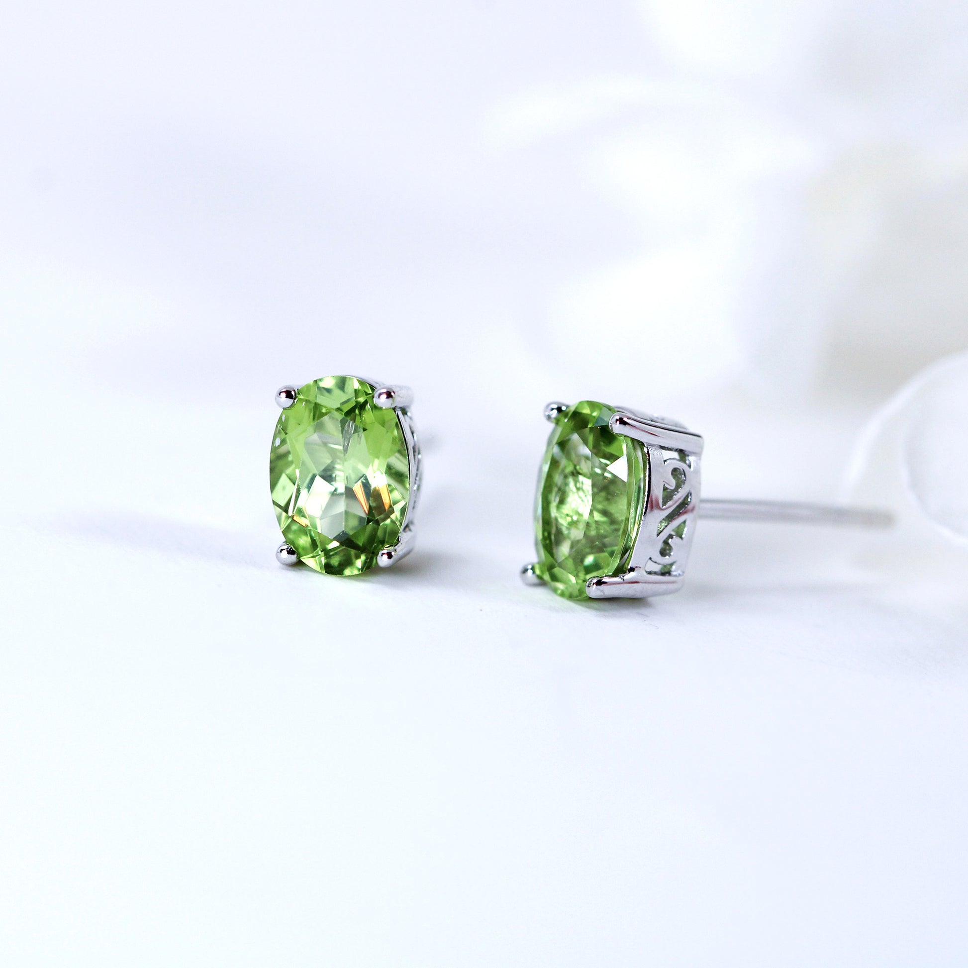 green peridot stud earrings