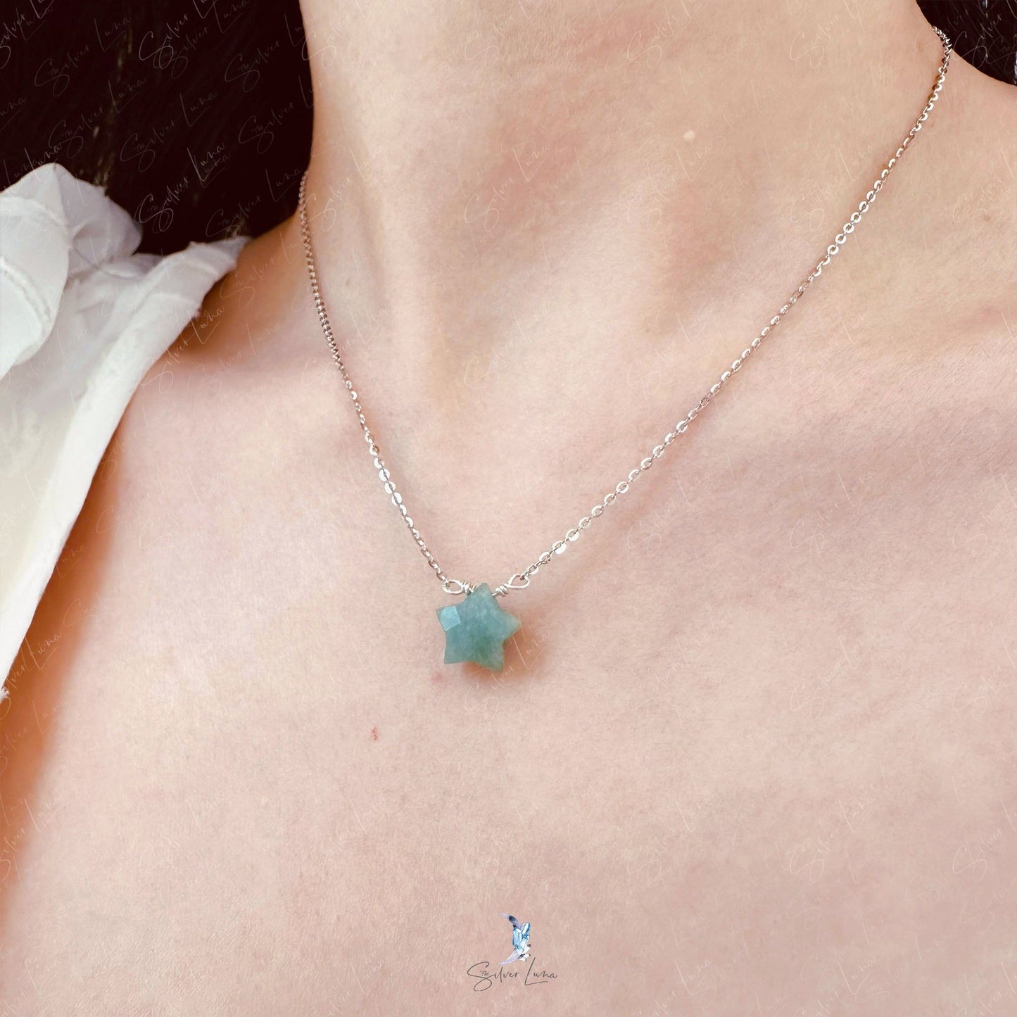 amazonite star silver necklace