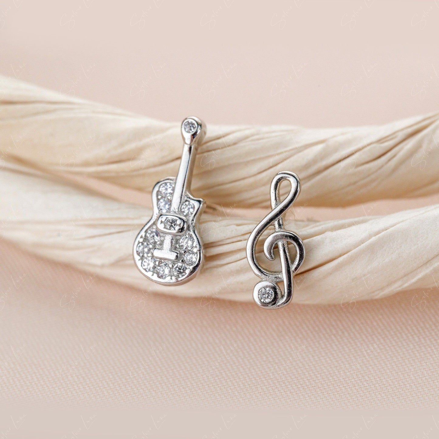 guitar and music stud earrings