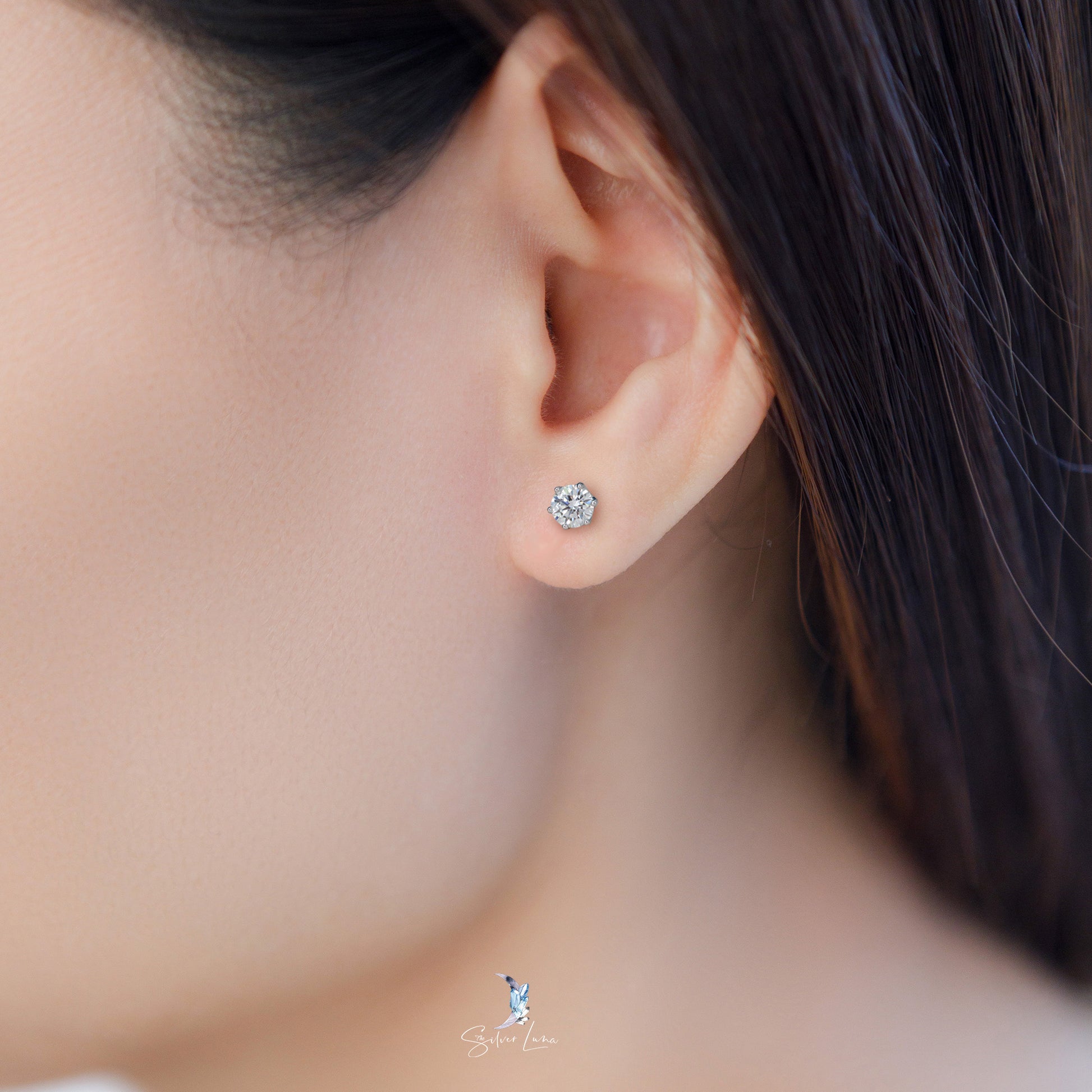 Moissanite silver stud earrings