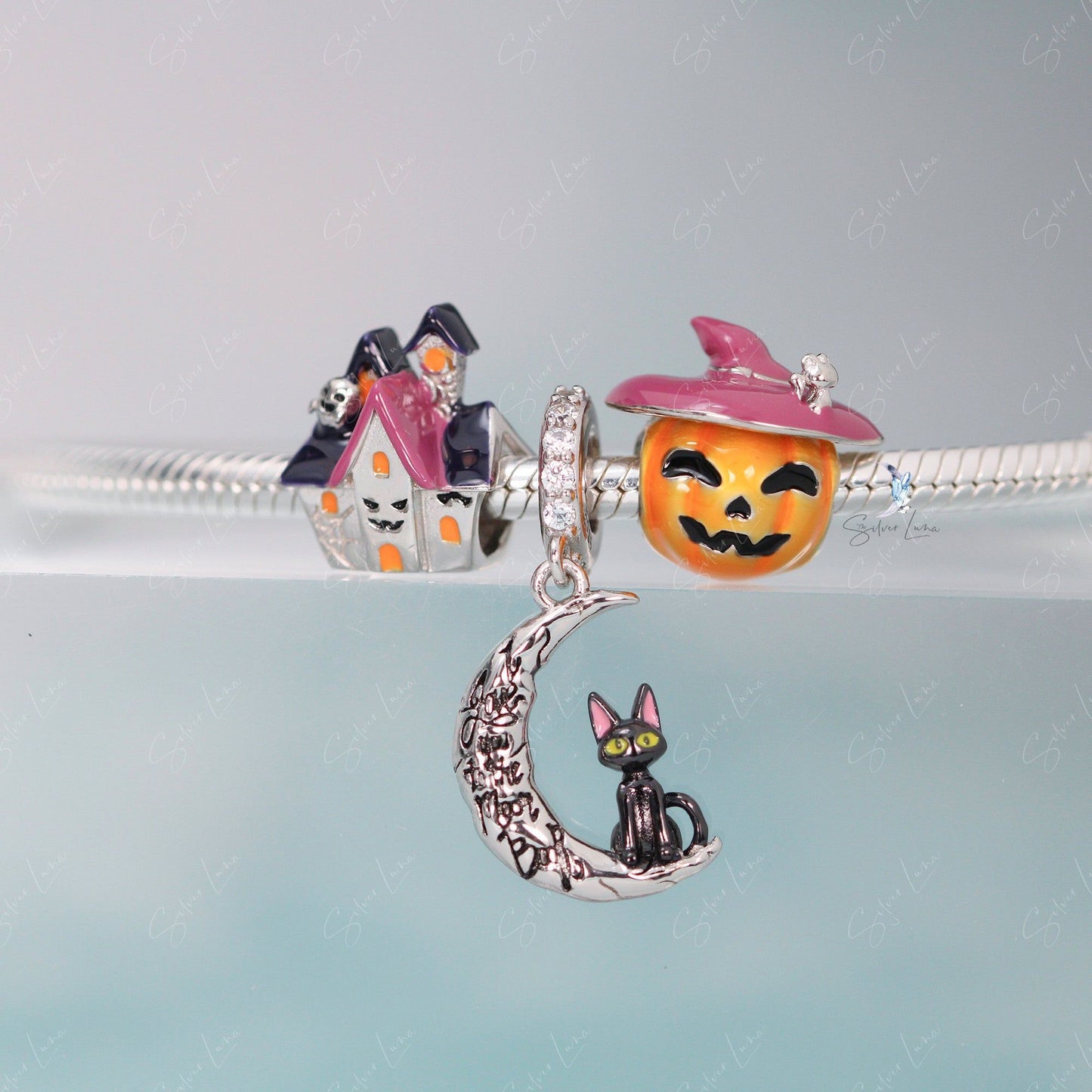 Halloween ghost house bead charm