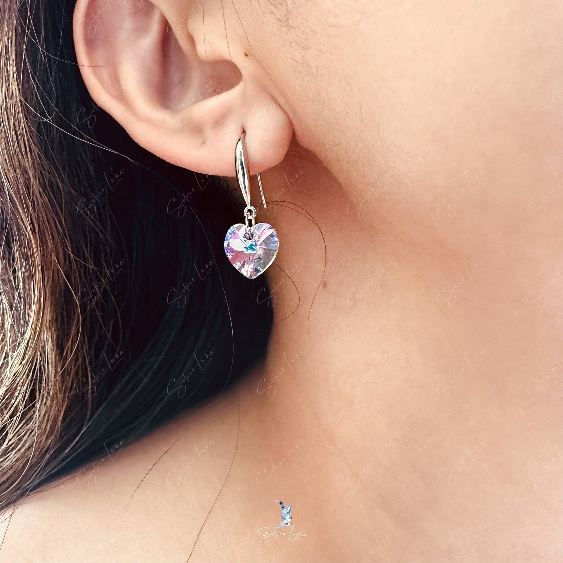 heart crystal earrings