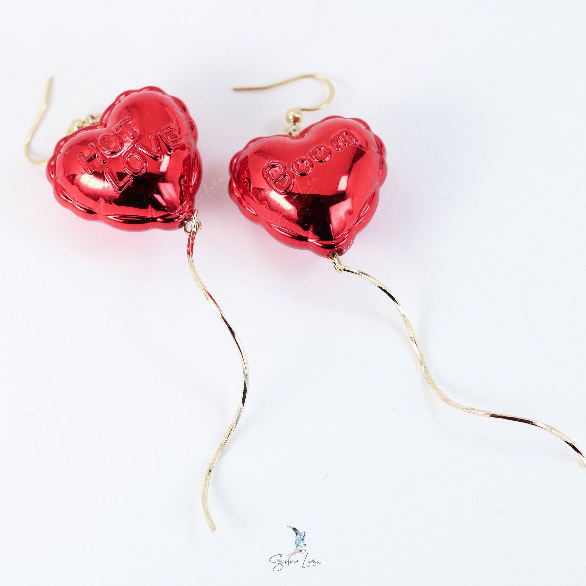 valentine heart balloon earrings