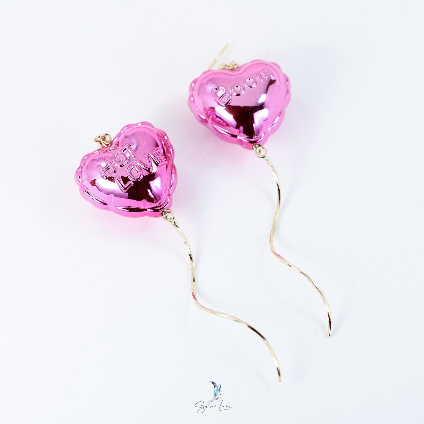 Valentine heart balloon dangle drop earrings