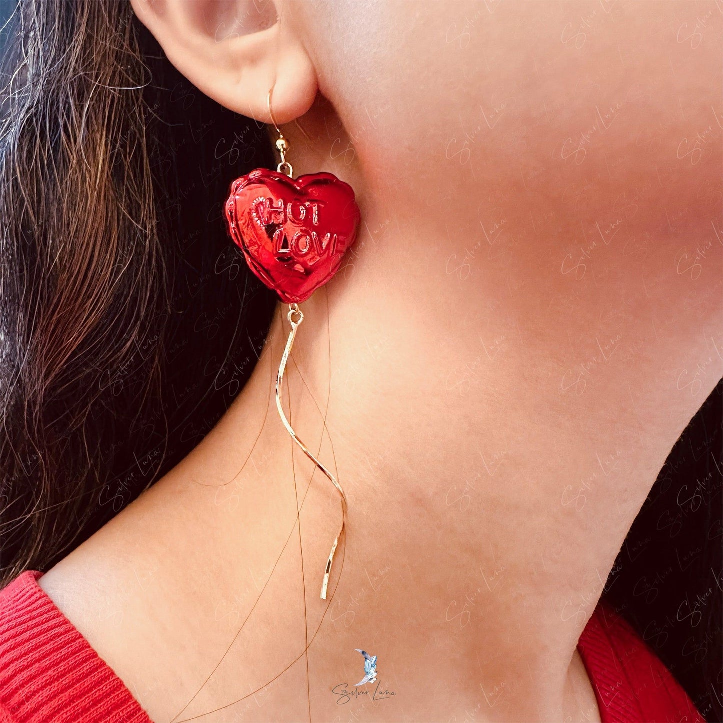 unique Valentine heart balloon earrings