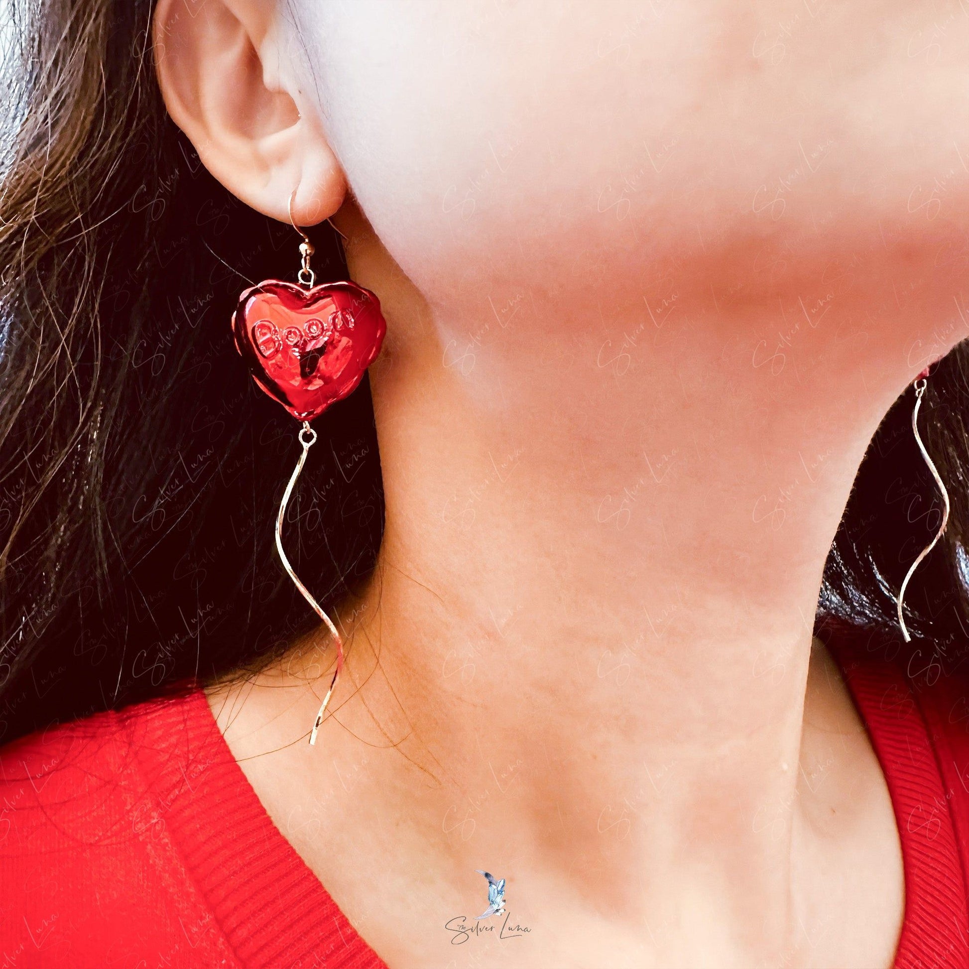 sweet heart balloon earrings