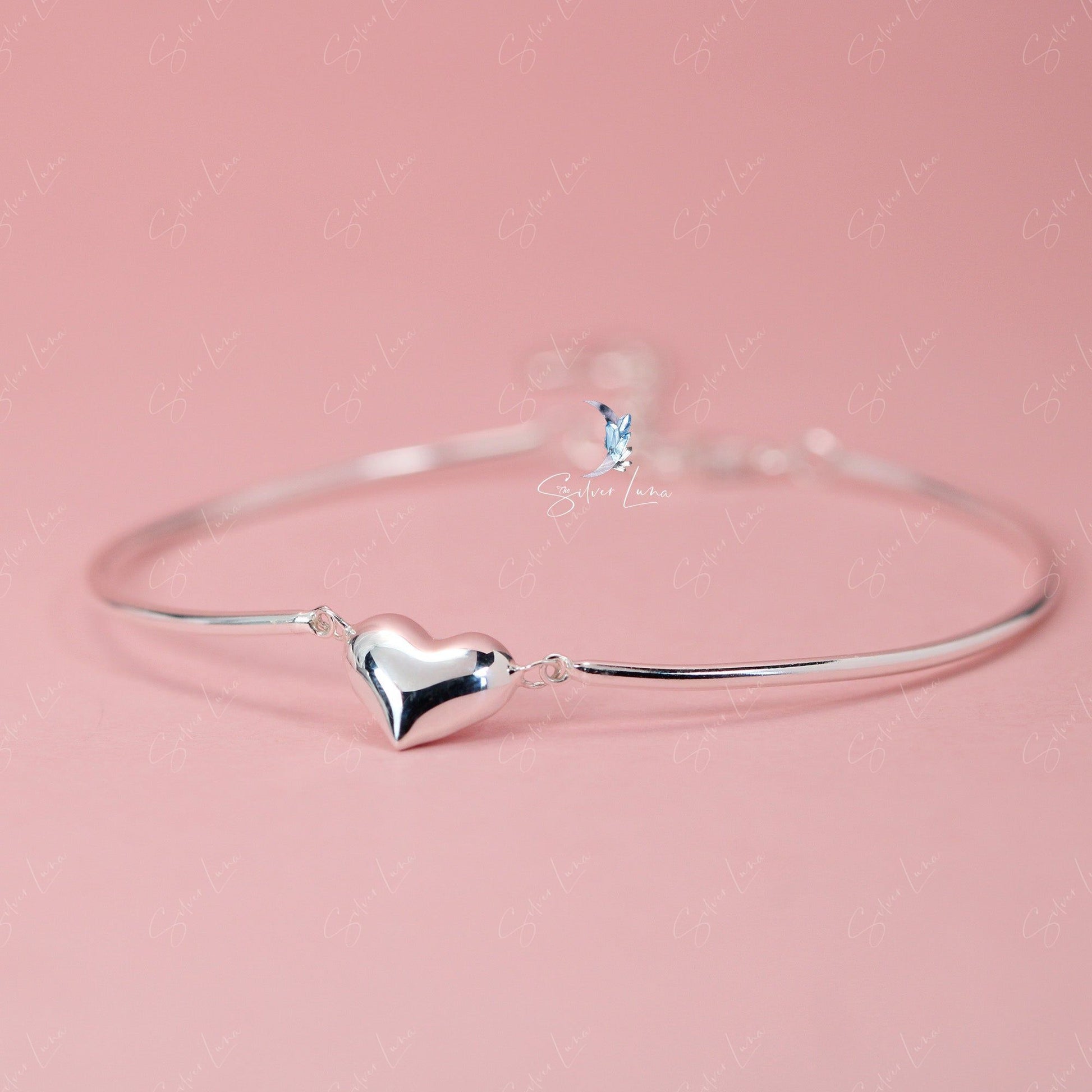 Valentine heart sterling silver bracelet