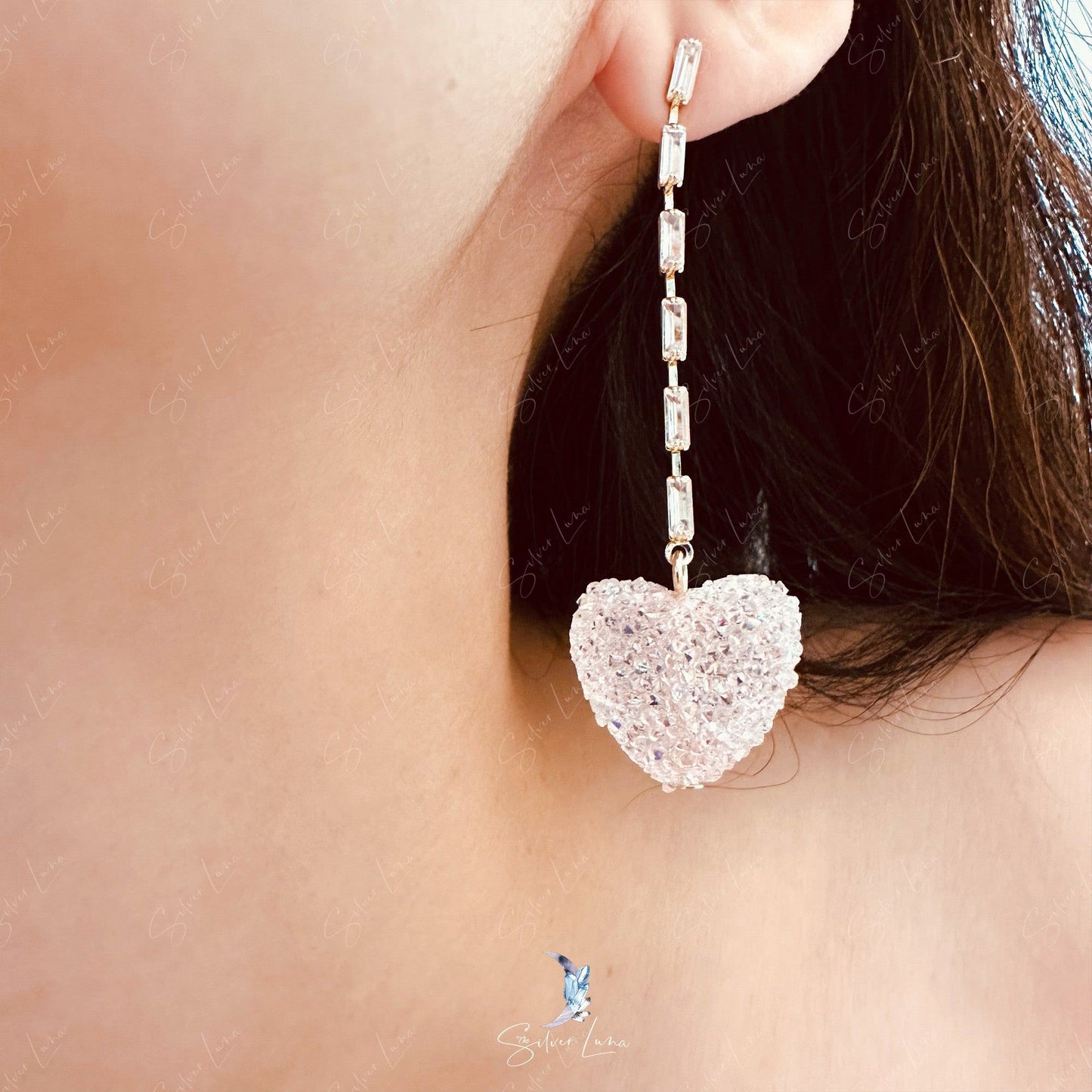 Pink sugar heart fashion earrings