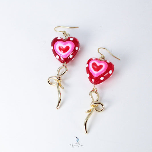 Valentine heart drop earrings