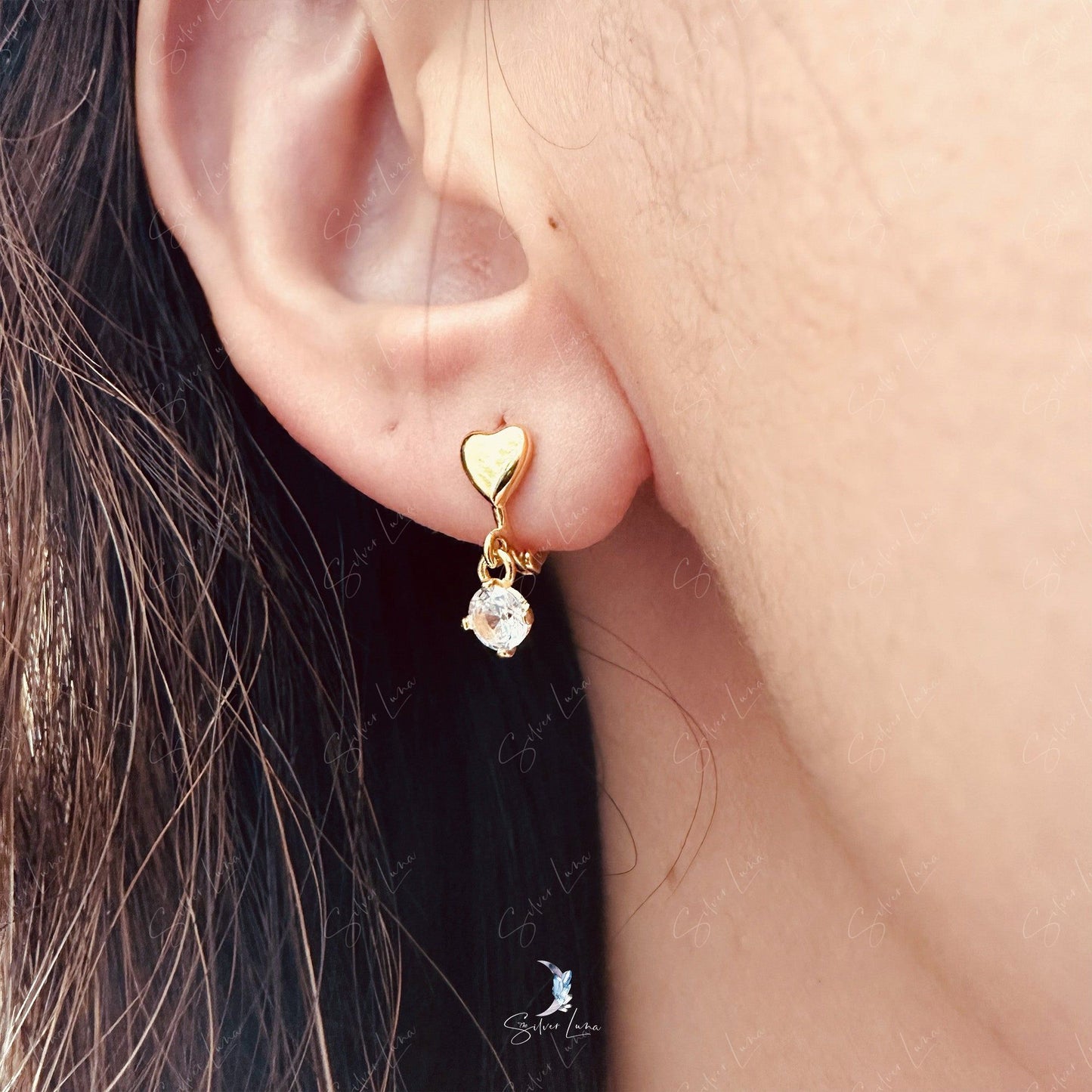 rose gold heart hoop earrings