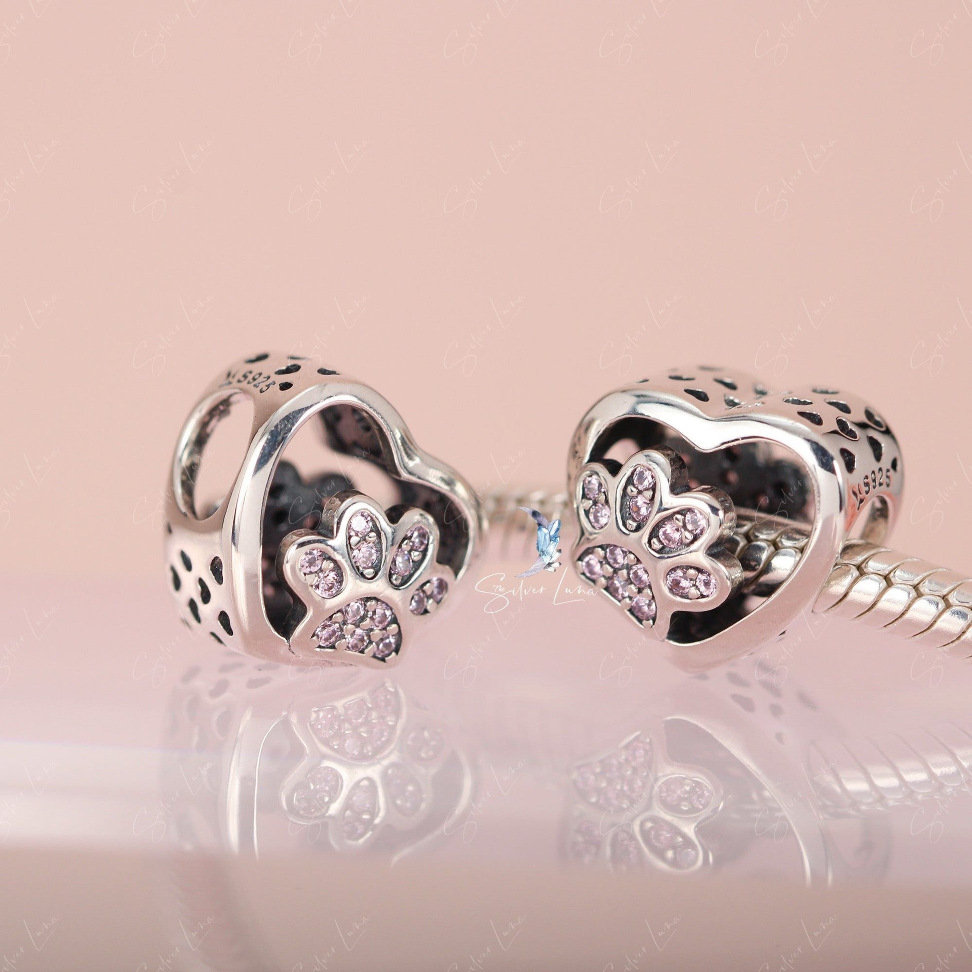 heart paw charm