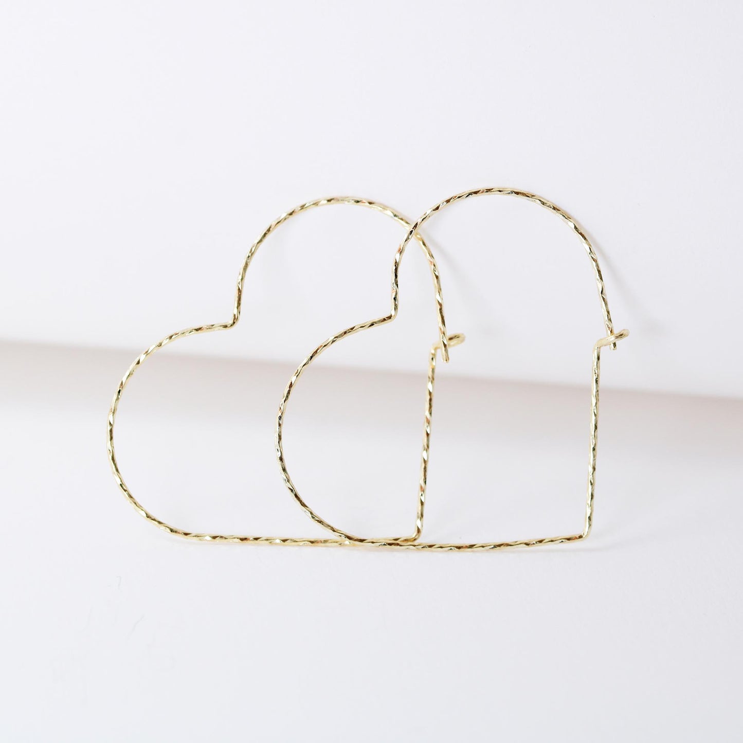 twist wire heart hoop earrings