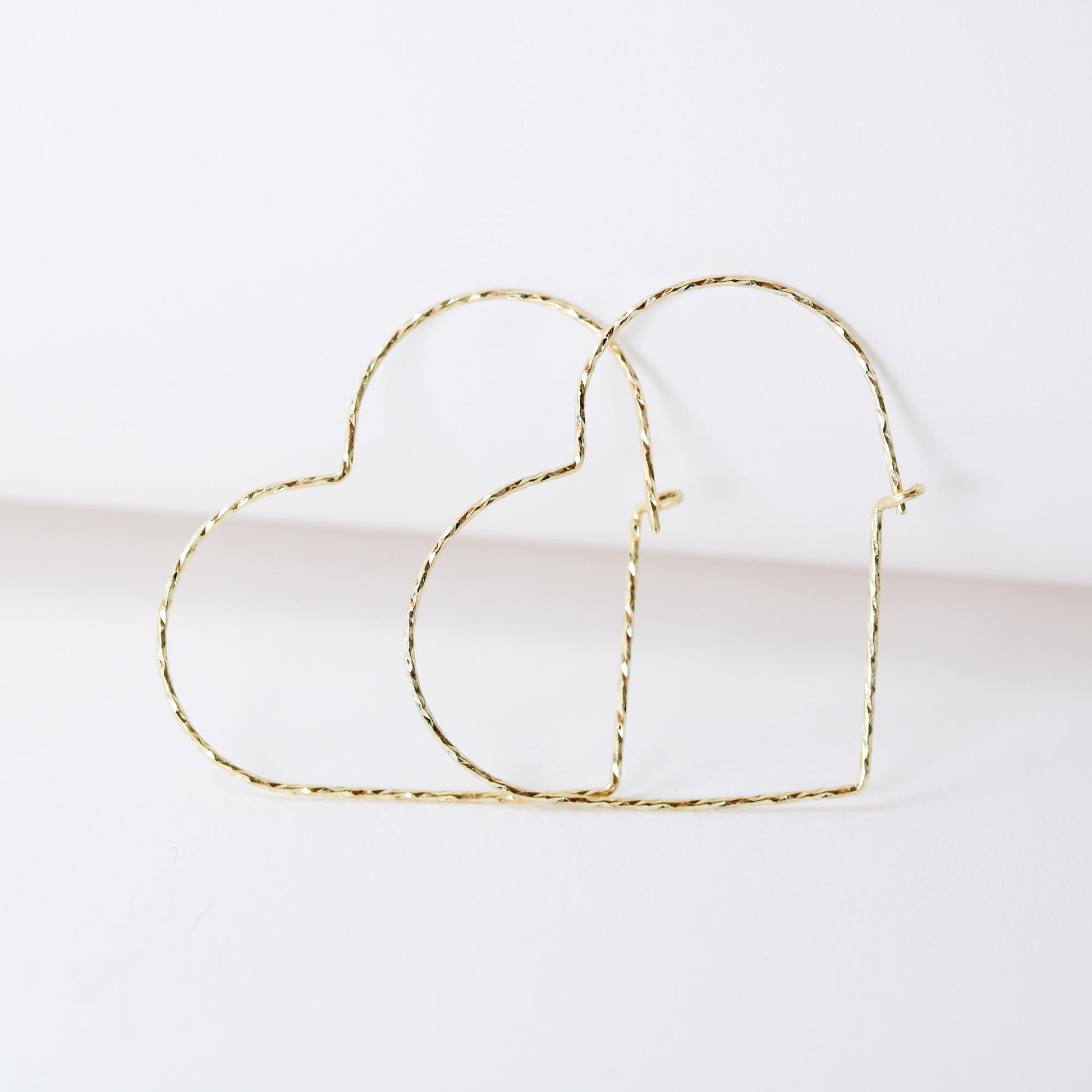 twist wire heart hoop earrings