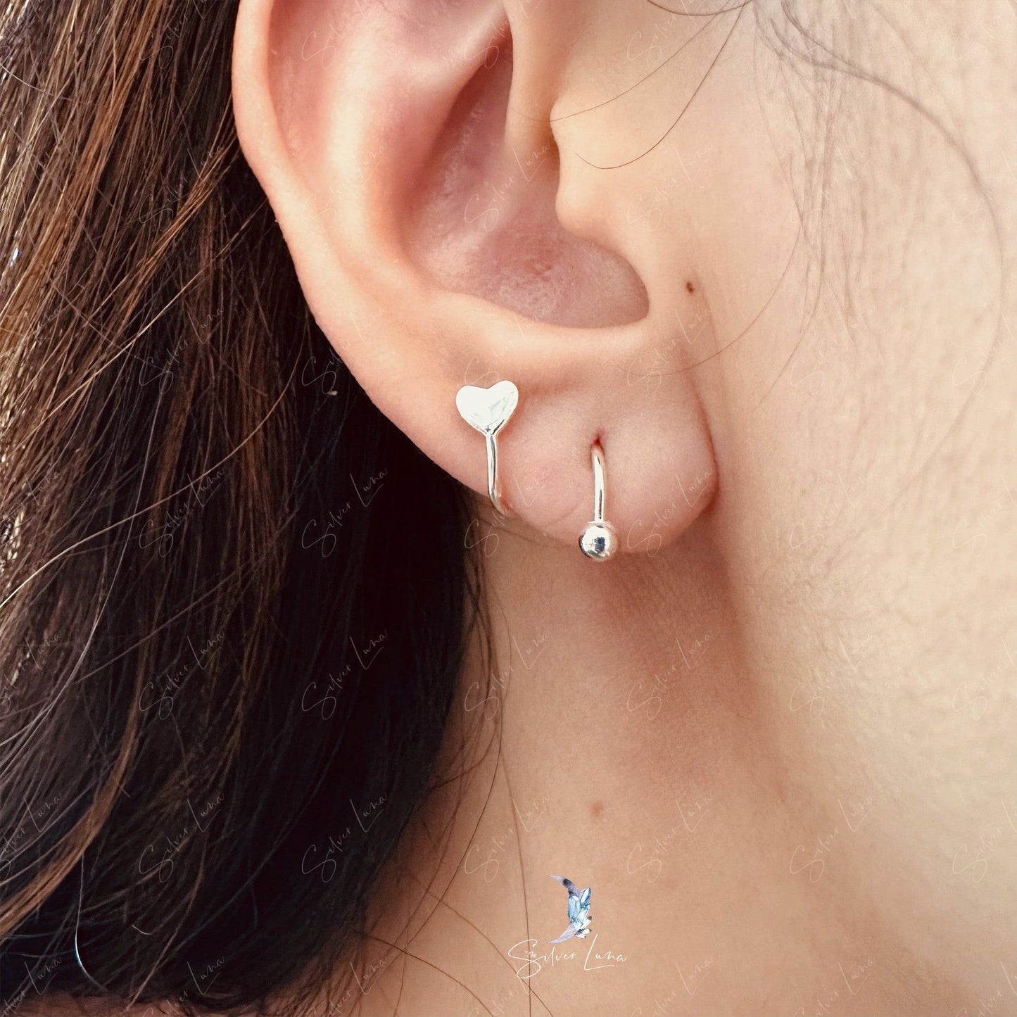 spiral screw back heart earrings