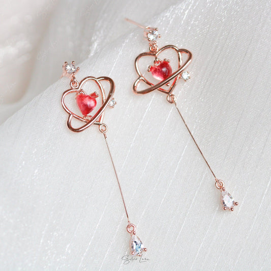 Heart tear drop dangle drop fashion earrings