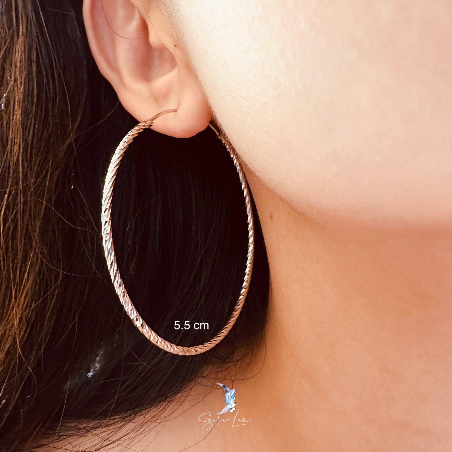 Big textured sterling silver hoop earrings