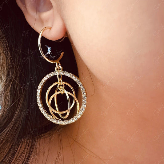 Rhinestone circle hoop fashion earrings