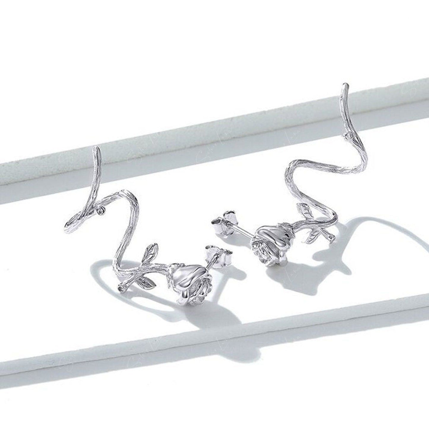 Thorns Rose Wrap Sterling Silver Ear Climbers