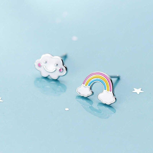 rainbow and cloud children earrings