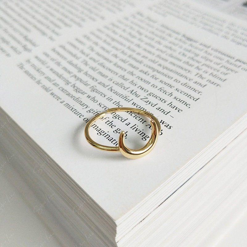 Golden Crescent Moon Open Band Ring