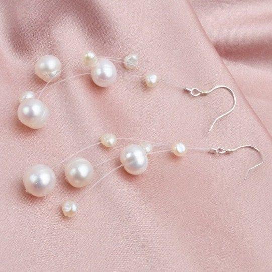 Floating Pearls Dangle Drop Earrings