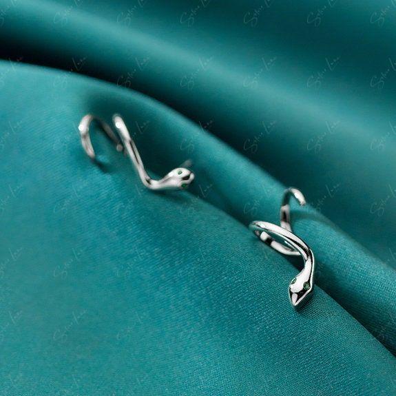 silver snake stud earrings