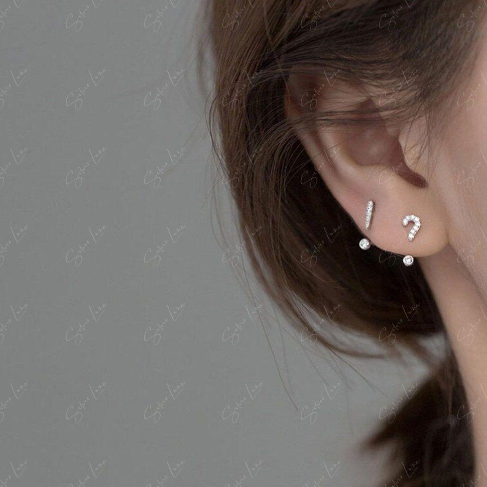 Question And Exclamation Mark Asymmetric Ear Jacket Stud Earrings