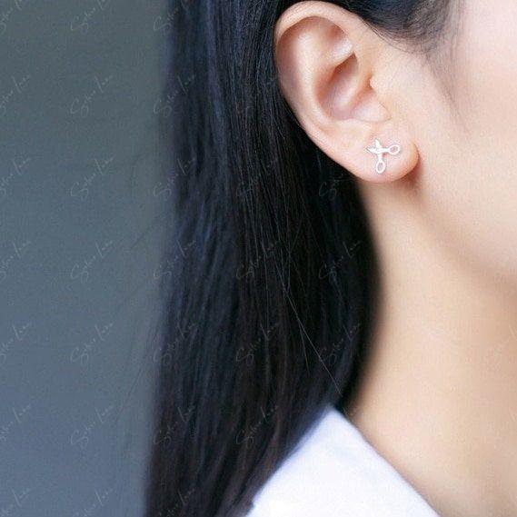 Cute Tiny Scissor Stud Earrings For Hairdresser Gift