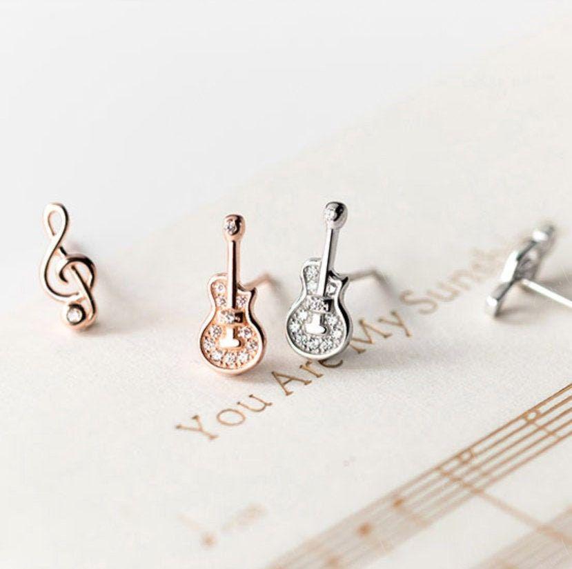 guitar stud earrings