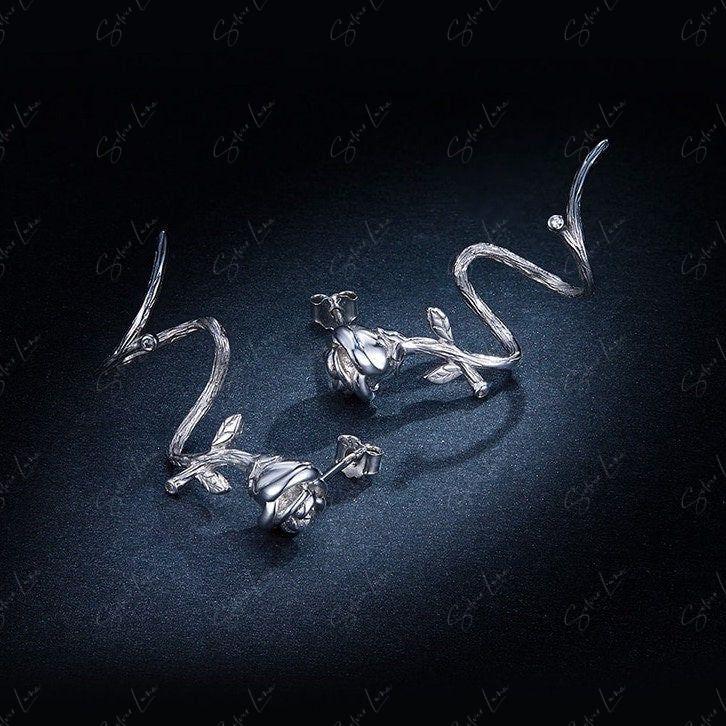 rose branch wrap earrings
