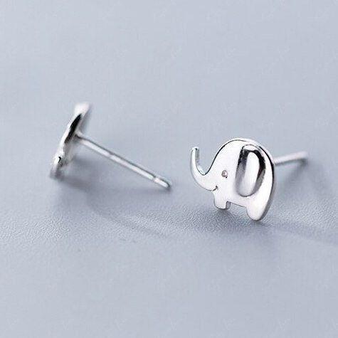 Elephant Sterling Silver Stud Animal Earrings