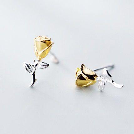 golden rose stud earrings