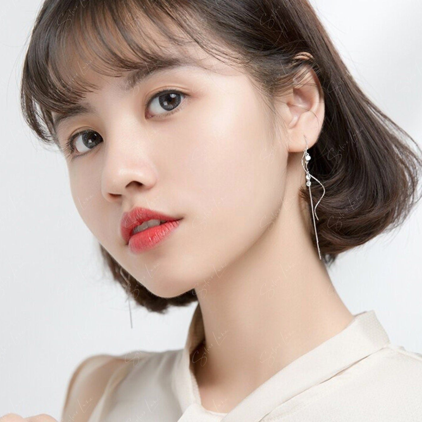 wave ear threader earrings