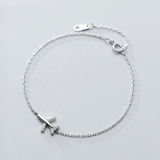 Airplane Simple Silver Bracelet