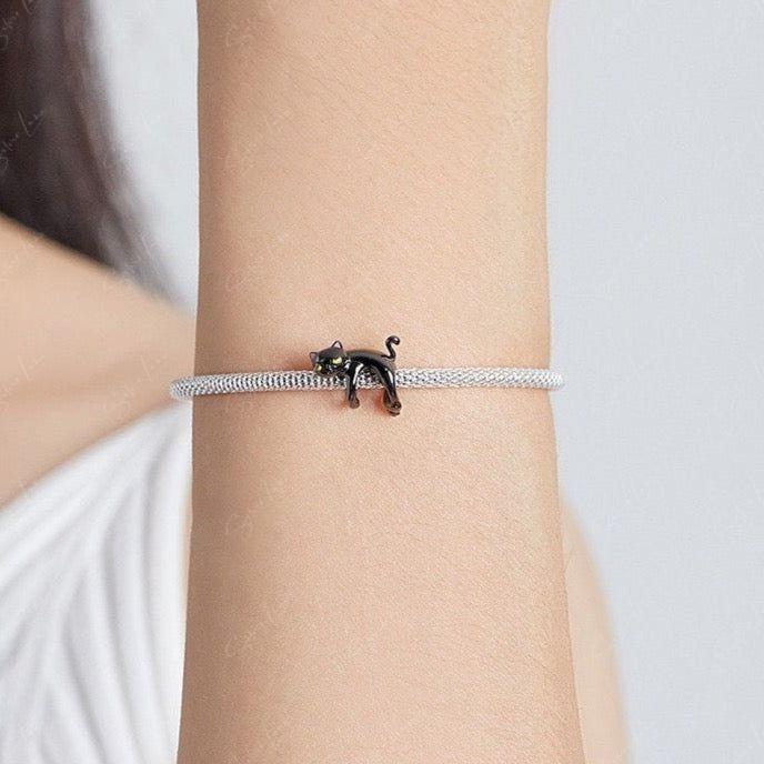 Hanging Black Cat Charm For Bracelet