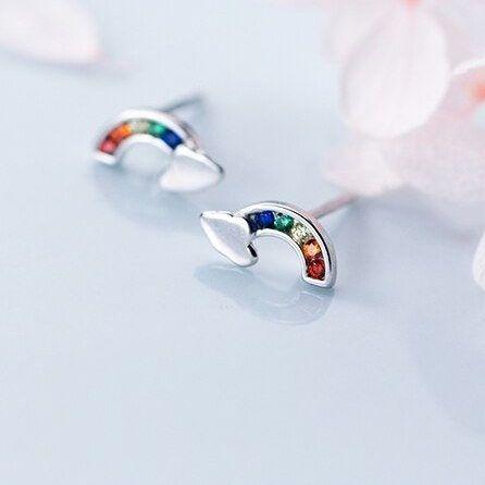 Rainbow Sterling Silver Stud Earrings