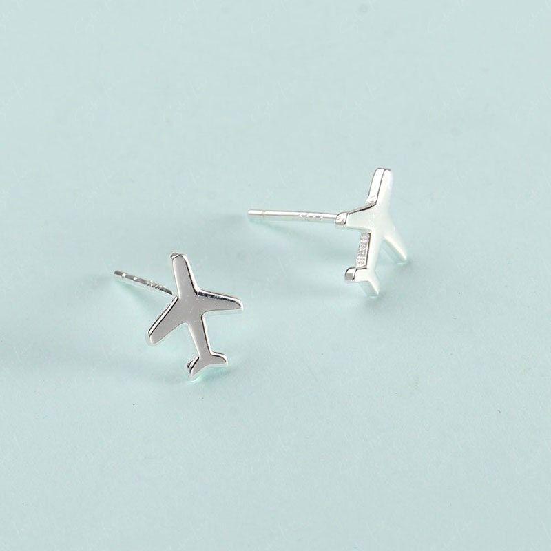 Minimalist Airplane Stud Earrings