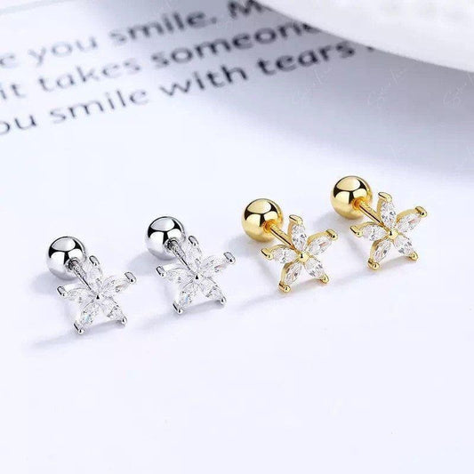 Flower Screw Ball Stud Earrings