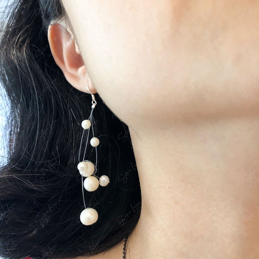 Floating Pearls Dangle Drop Earrings