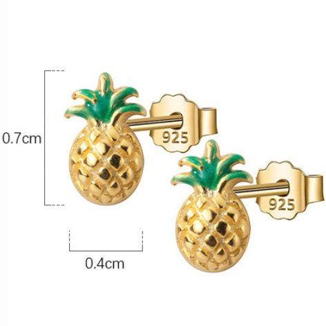 Pineapple Sterling Silver Stud Earrings