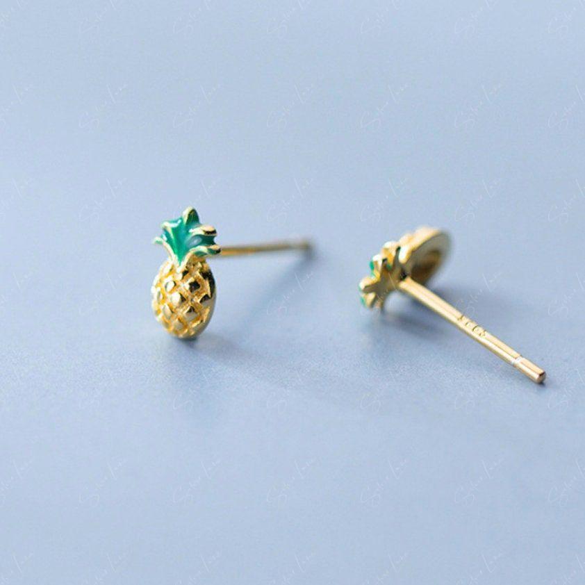 Pineapple Sterling Silver Stud Earrings